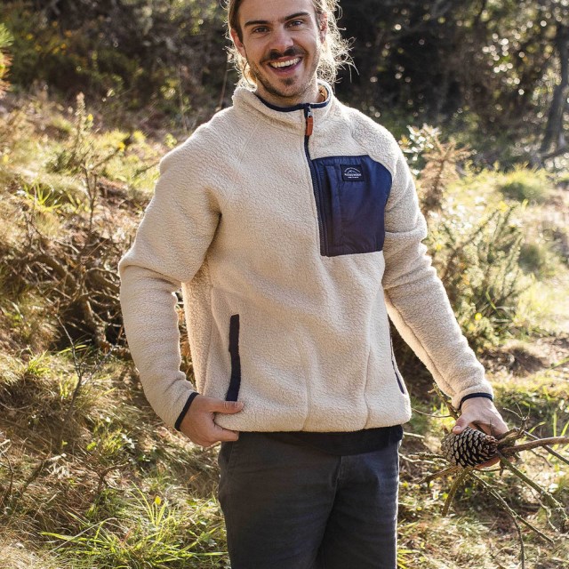 Passasjer Eksklusiv Offgrid 1/4 Zip Resirkulert Sherpa Fleece Havremel/marine