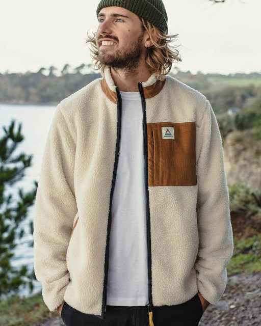 Passasjer Eksklusiv Trekker Resirkulert Dyppelet Sherpa Fleece Varm Elfenben