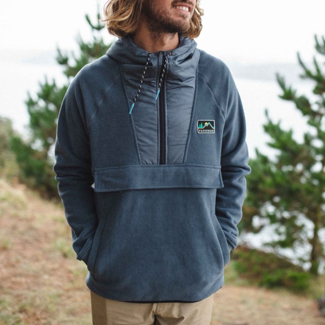 Passasjer Eksklusiv Woodland Hette 1/2 Zip Resirkulert Polar Fleece Turbulence Grå