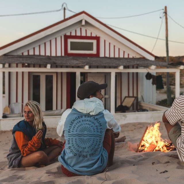 Passasjer Eksklusiv Good Vibes Resirkulert Polar Fleece Hettegenser Falmet Denim