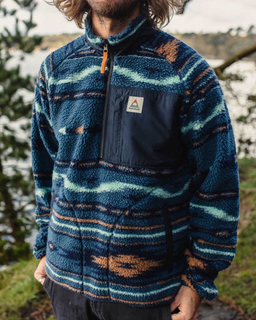 Passasjer Eksklusivt Offroad Resirkulert Dyppelet Sherpa Fleece Blå Korall Geomønster