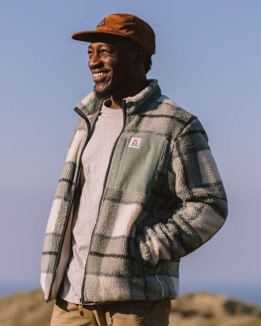 Passasjer Eksklusiv Trekker Resirkulert Dyppelet Sherpa Fleece Pistasj Sjekk