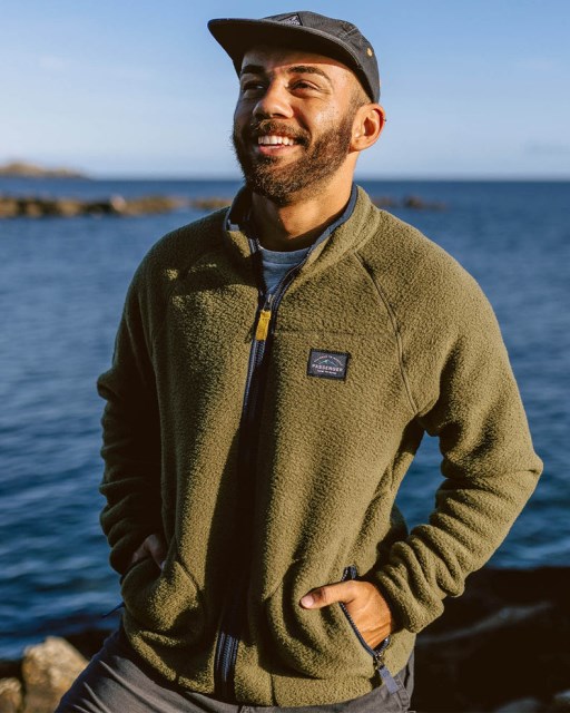 Passasjer Eksklusiv Tripper Resirkulert Sherpa Full Zip Fleece Khaki