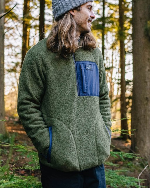 Passasjer Eksklusiv Offgrid Resirkulert Sherpa 1/4 Glidelås Fleece Khaki