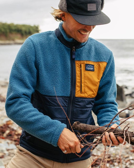 Passasjer Eksklusiv Born Explorer Resirkulert Polarfôret Sherpa Fleece Blått Stål