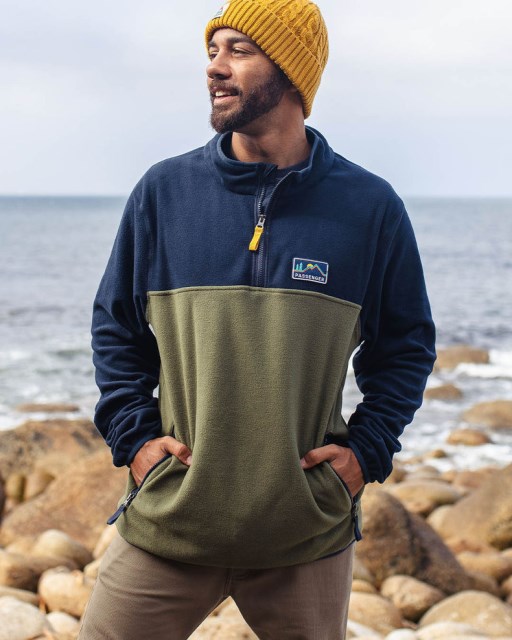 Passasjer Eksklusivt Sett Off Resirkulert Polar 1/4 Glidelås Fleece Dyp Marineblå
