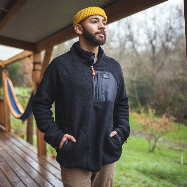 Passasjer Eksklusiv Offgrid 1/4 Zip Resirkulert Sherpa Fleece Svart