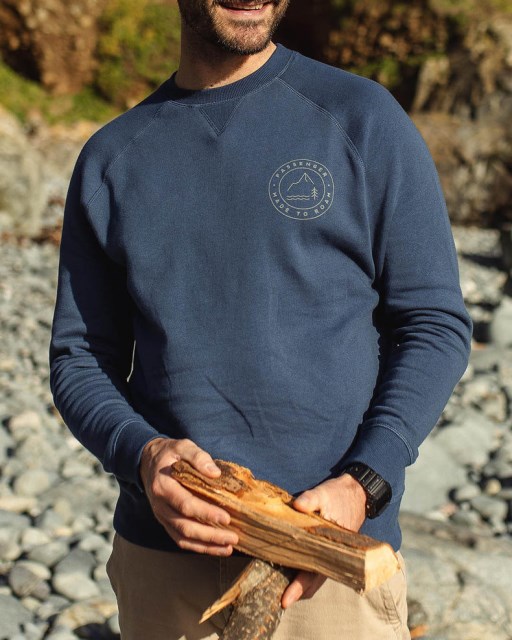 Passasjer Eksklusiv Border Resirkulert Bomull Sweatshirt Mørk Denim