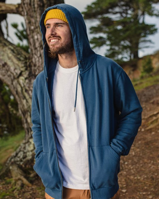 Passasjer Eksklusiv Escape Full Zip Hettegenser Mørk Denim