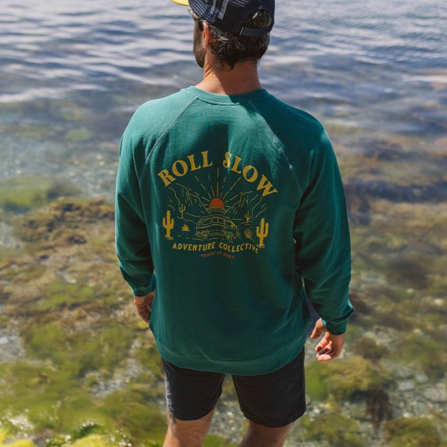 Passasjer Eksklusiv Rulle Sakte Resirkulert Bomull Sweatshirt Storm Green