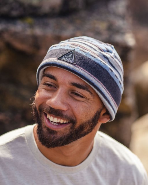 Eksklusiv Passasjervandring Resirkulert Polar Beanie Dyp Marineblå Vintage Geo