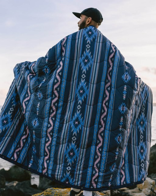 Eksklusiv Passasjers Nomadiske Resirkulerte Sherpa-teppe Dyp Marineblå Vintage Geo