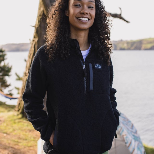 Passasjer Eksklusivt Hjem 1/4 Zip Resirkulert Sherpa Fleece Svart