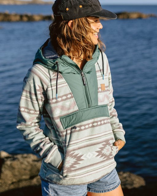 Passasjer Eksklusiv Alexander Hette 1/2 Glidelås Resirkulert Polar Fleece Pistasjemønster/dyp Hav