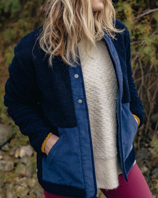 Passasjereksklusiv Kløver Resirkulert Dyppelet Sherpa Fleece Dyp Marineblå