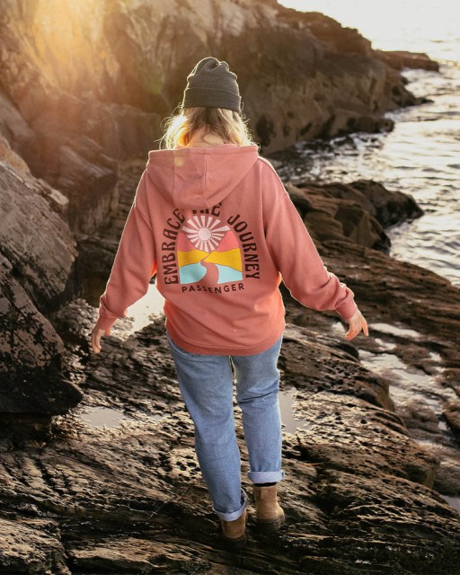 Passasjer Eksklusive Omfavne Reisen Resirkulert Bomull Oversized Hettegenser Rosa Mahogony