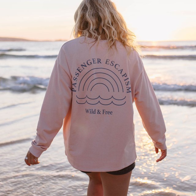 Passasjer Eksklusiv Regnbue Resirkulert Bomull Oversized Sweatshirt Fersken Pisk