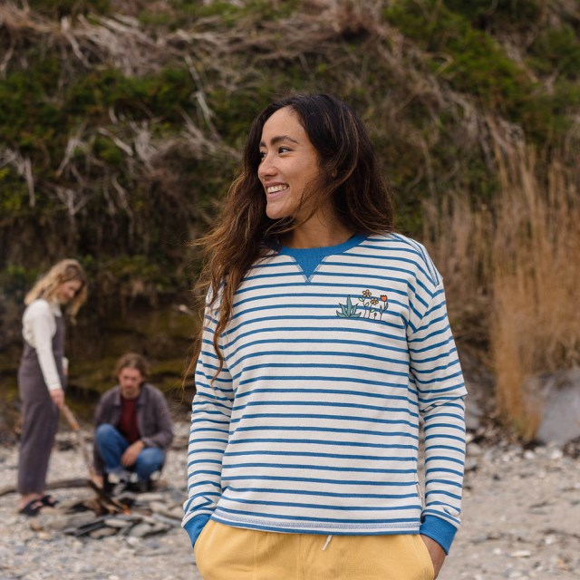 Passasjer Eksklusiv Bloom Hamp Sweatshirt Myk Kobolt Stripe