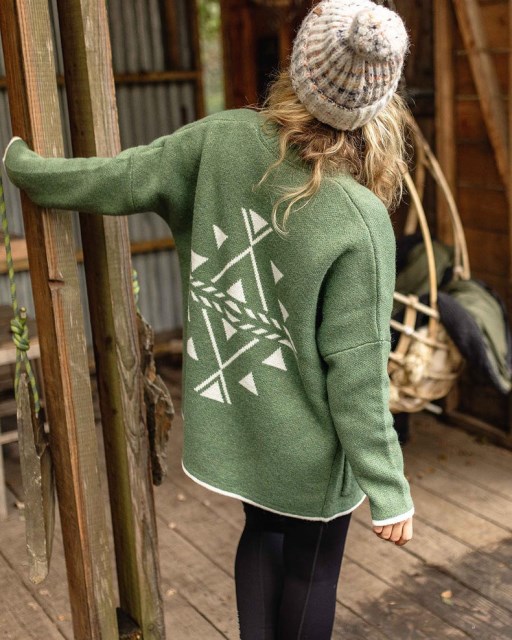 Passasjer Eksklusiv Vestkysten Resirkulert Strikket Cardigan Khaki
