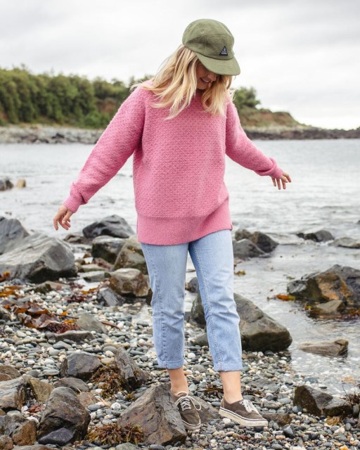 Passasjer Eksklusiv Rolig Strikket Genser Rosa Mahogony
