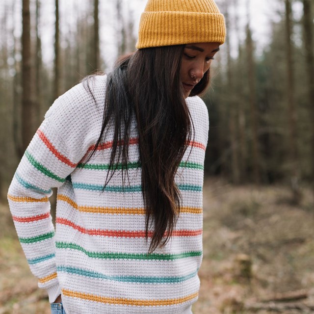 Passasjer Eksklusiv Lakewood Strikket Genser Hvit Stripe