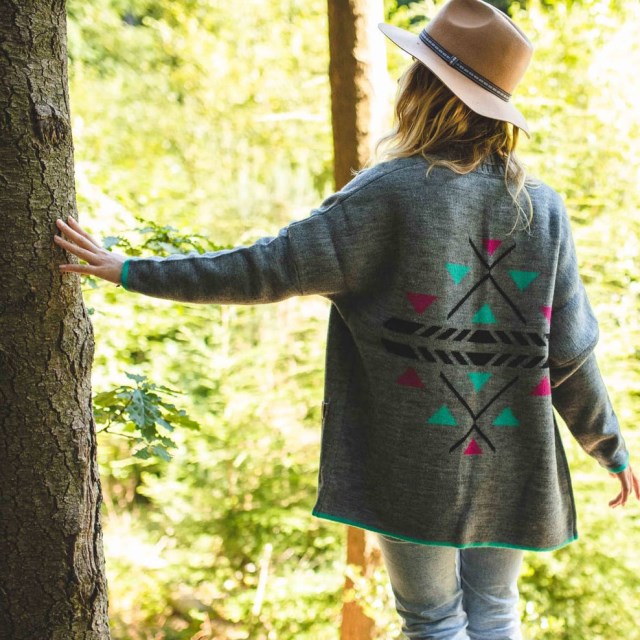 Passasjer Eksklusiv Vestkyst Cardigan Flekket Grå Mergel